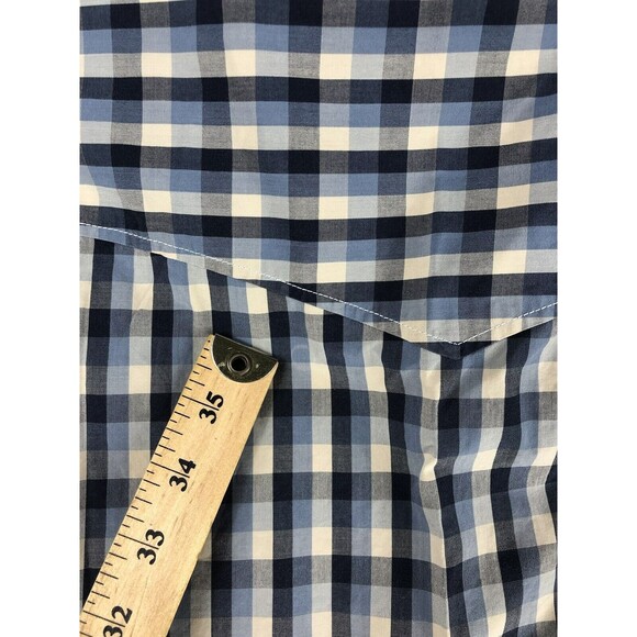 Lucky Brand Plaid Western Shirt Men’s Size XL Pearl Snap Short-Sleeve Rodeo Blue - Picture 5 of 11